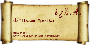 Ölbaum Apolka névjegykártya